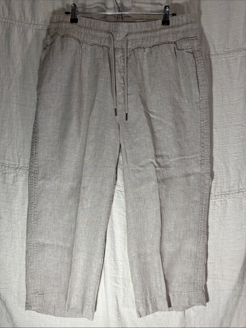 Quince Wide-Leg Linen-Blend Pants in Light Beige